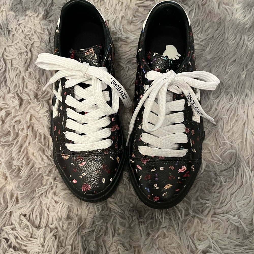 Rare Off-White Black Floral Sneakers with White Laces